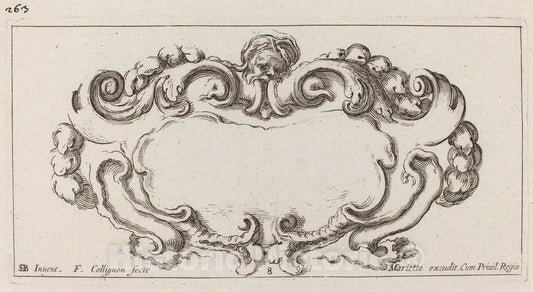 Art Print : Collignon After Stefano Della Bella, Cartouche, 1646 - Vintage Wall Art
