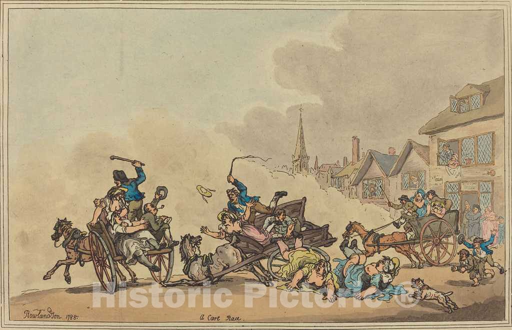 Art Print : Rowlandson, A Cart Race, 1788 - Vintage Wall Art