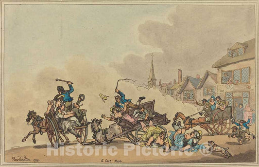 Art Print : Rowlandson, A Cart Race, 1788 - Vintage Wall Art