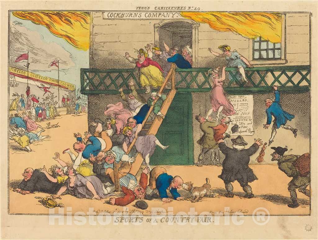 Art Print : Rowlandson, Sports of a Country Fair, 1810 - Vintage Wall Art