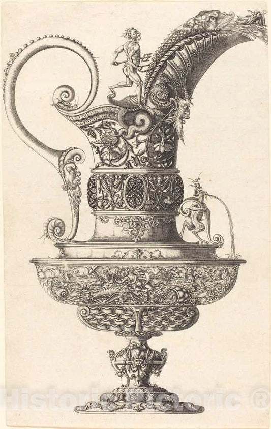 Art Print : Wenzel Jamnitzer I, Jar with Neptune - Vintage Wall Art