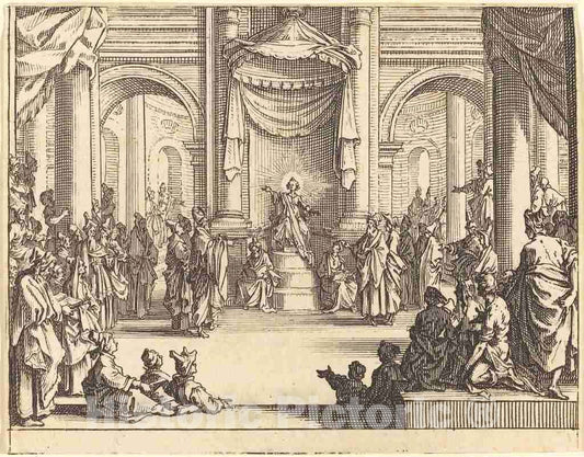 Art Print : Jacques Callot, Christ Disputing with The Doctors, 1635 - Vintage Wall Art