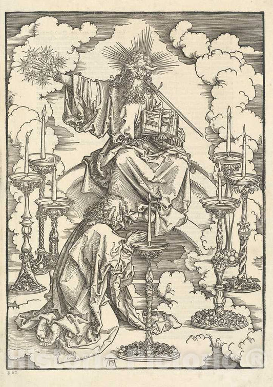 Art Print : Albrecht DÃ¼rer, The Vision of The Seven Candlesticks, 1498 - Vintage Wall Art