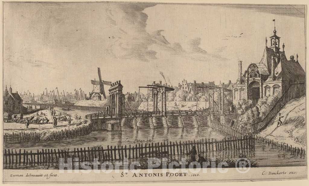 Art Print : Reinier Nooms, St. Antonis Gate (St. Antonis Poort), 1636 - Vintage Wall Art