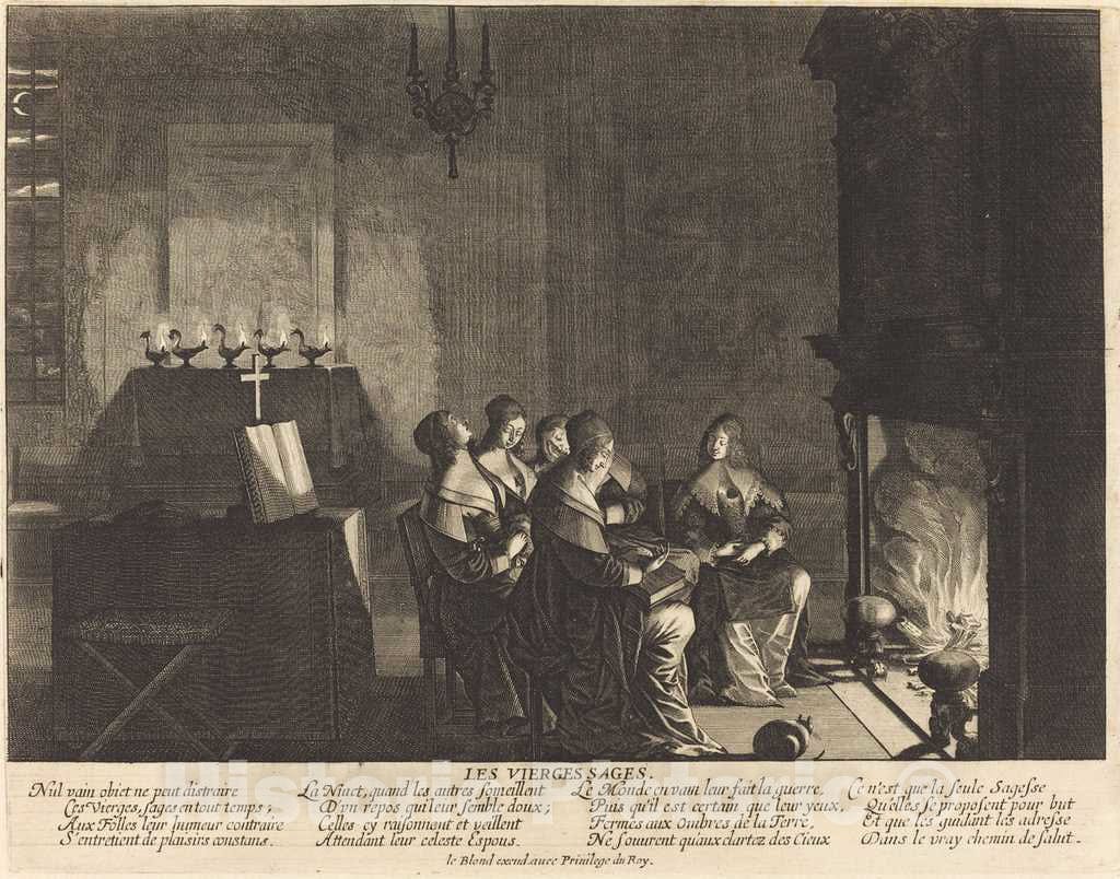 Art Print : Abraham Bosse, Les Vierges sages, Nul vain objet - Vintage Wall Art