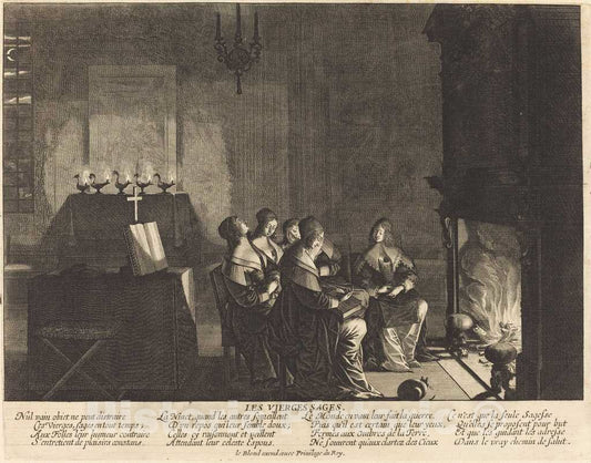 Art Print : Abraham Bosse, Les Vierges sages, Nul vain objet - Vintage Wall Art