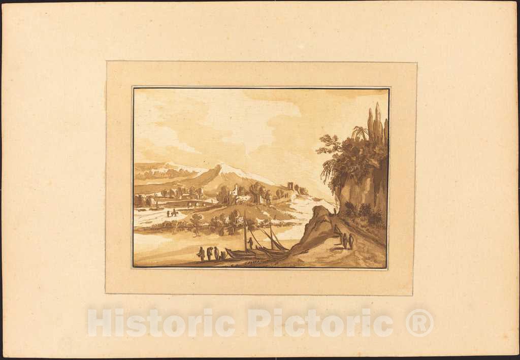 Art Print : Prestel After Weirotter, Mountain Landscape, 1782 - Vintage Wall Art