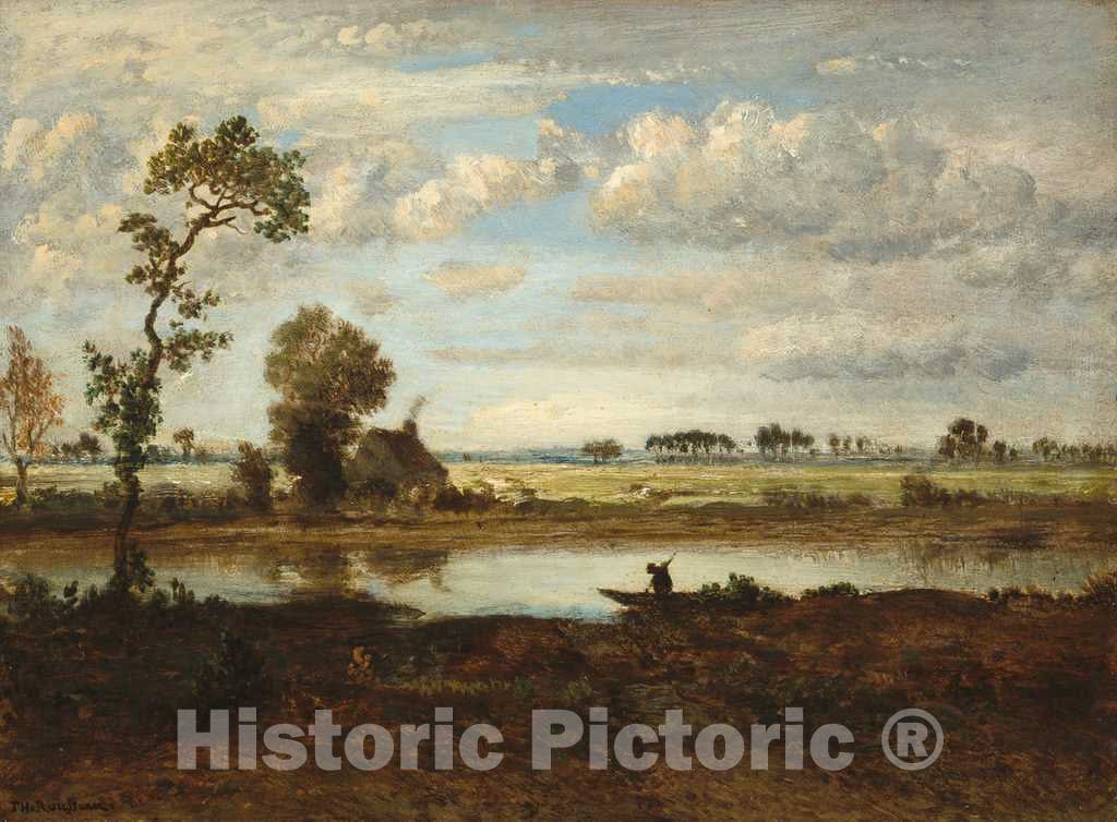 Art Print : ThÃ©odore Rousseau, Landscape with Boatman, c. 1860 - Vintage Wall Art
