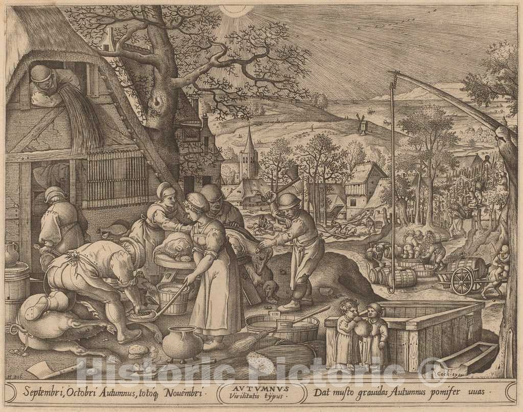 Art Print : Heyden After Hans BOL, Autumn, 1570 - Vintage Wall Art