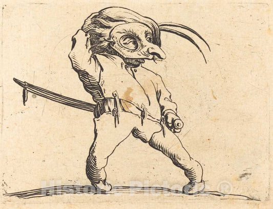 Art Print : Jacques Callot, Masked Man with Twisted Feet, c. 1622 - Vintage Wall Art