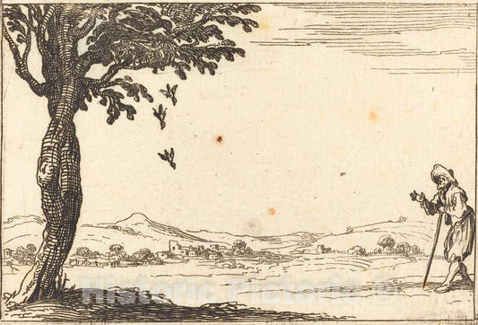 Art Print : Jacques Callot, The Crow and her Young, 1628 - Vintage Wall Art