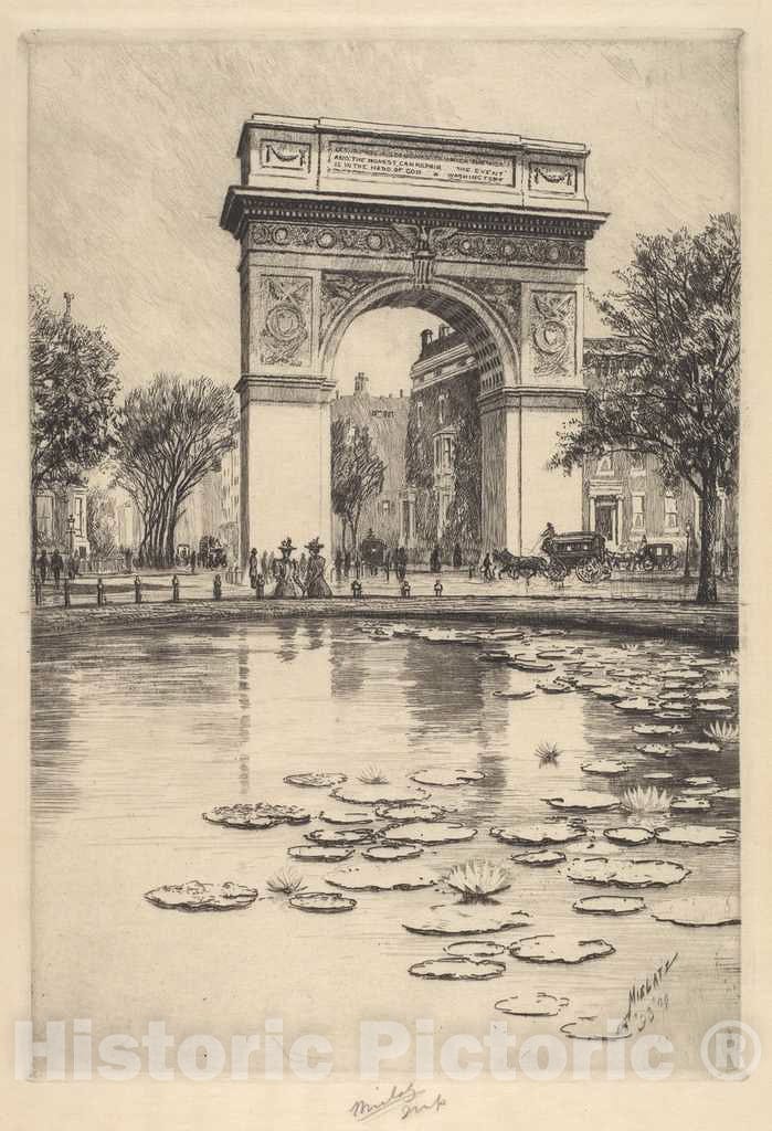 Art Print : Charles Frederick William Mielatz, Washington Arch, 1909 - Vintage Wall Art