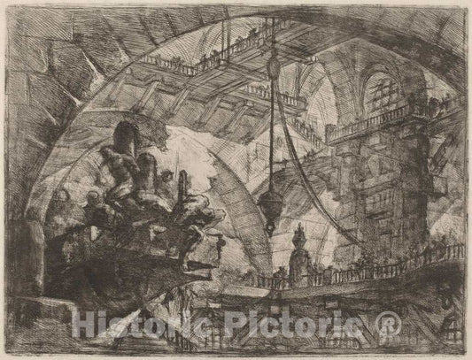 Art Print : Giovanni Battista Piranesi, Prisoners on a Projecting Platform, c.1754 - Vintage Wall Art