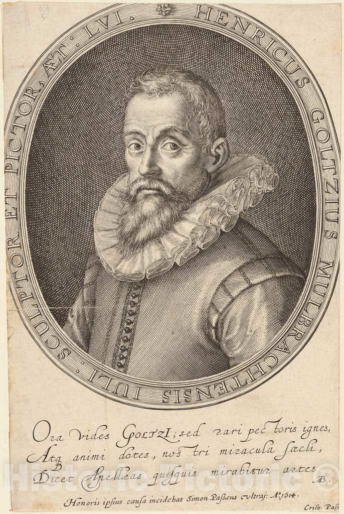 Art Print : Simon de Passe, Hendrik Goltzius, 1614 - Vintage Wall Art