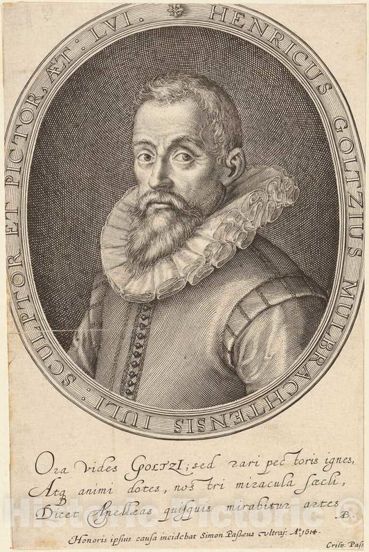 Art Print : Simon de Passe, Hendrik Goltzius, 1614 - Vintage Wall Art