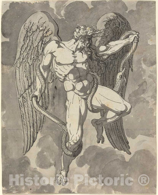 Art Print : Tommaso Minardi, Saturn Wrestling with a Snake, 1787-1871 - Vintage Wall Art