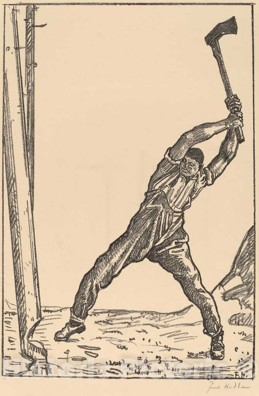Art Print : Hodler, Lumberman - Vintage Wall Art