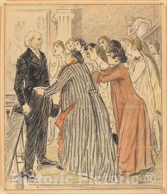 Art Print : ThÃ©ophile Alexandre Steinlen, L'Aventure du Vieux Doyen (The Adventure of The Old Dean), 1891 - Vintage Wall Art