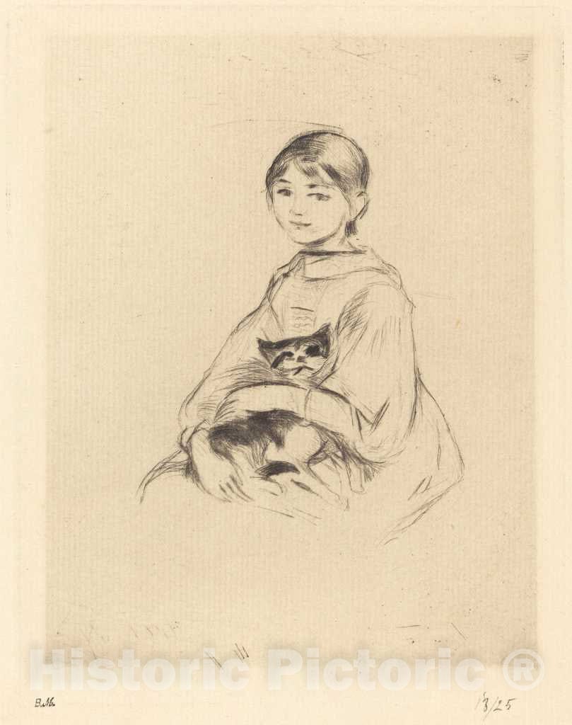 Art Print : Berthe Morisot, Little Girl with Cat, c.1889 - Vintage Wall Art