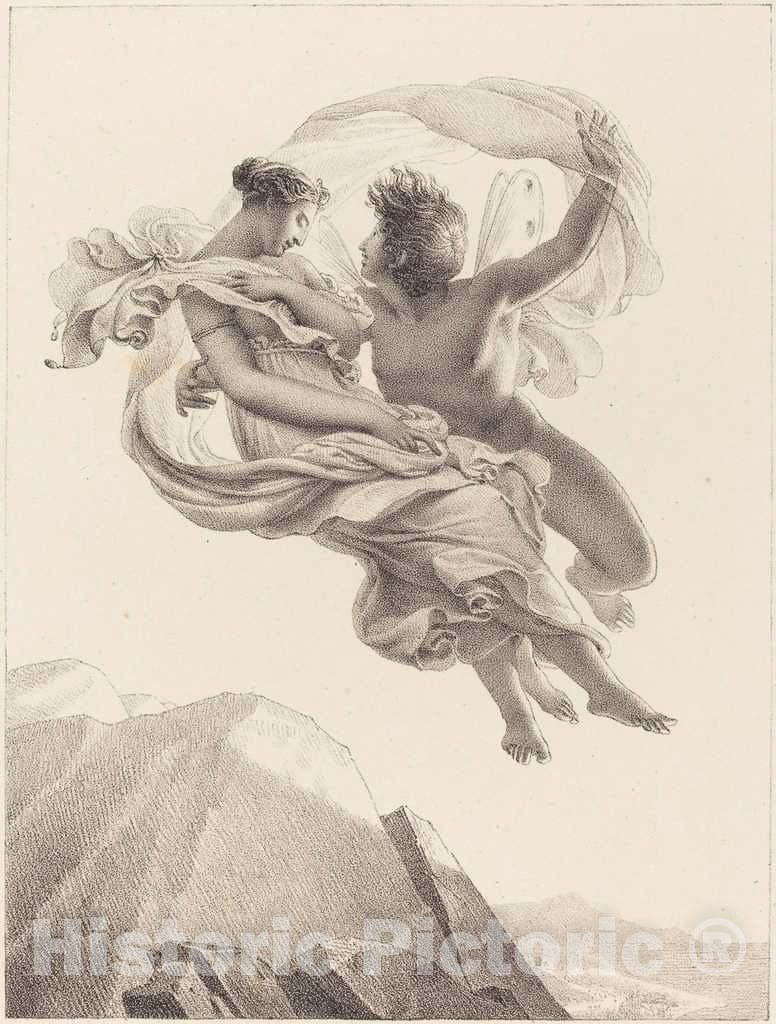 Art Print : Pierre Claude FranÃ§ois Delorme, Zephyr and Psyche, c. 1820 - Vintage Wall Art