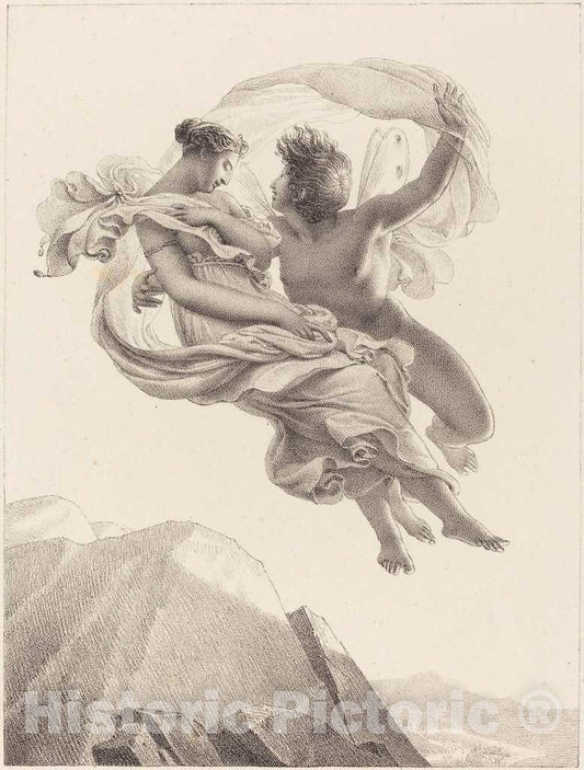 Art Print : Pierre Claude FranÃ§ois Delorme, Zephyr and Psyche, c. 1820 - Vintage Wall Art