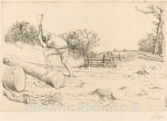 Art Print : Alphonse Legros, Woodcutter (Le bucheron) - Vintage Wall Art