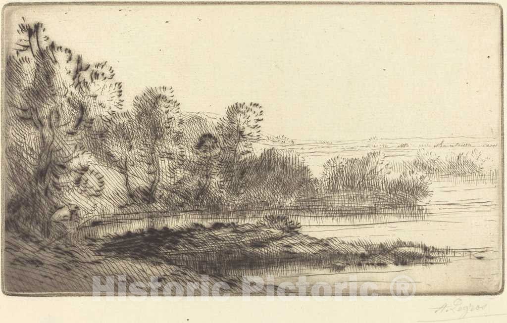 Art Print : Alphonse Legros, Along The Terne (Sur la terne) - Vintage Wall Art