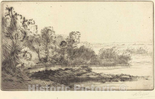 Art Print : Alphonse Legros, Along The Terne (Sur la terne) - Vintage Wall Art