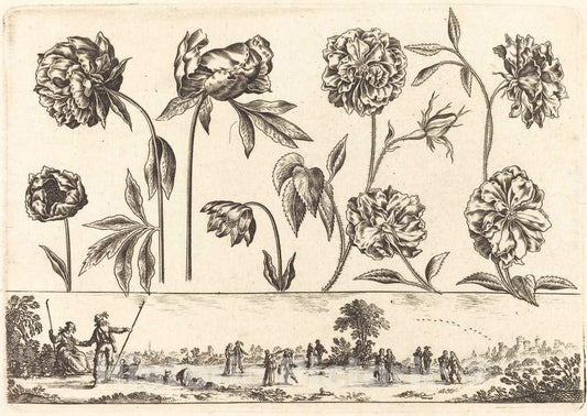 Art Print : Nicolas Cochin After Moncornet, Flower Print no.7, 1645 - Vintage Wall Art