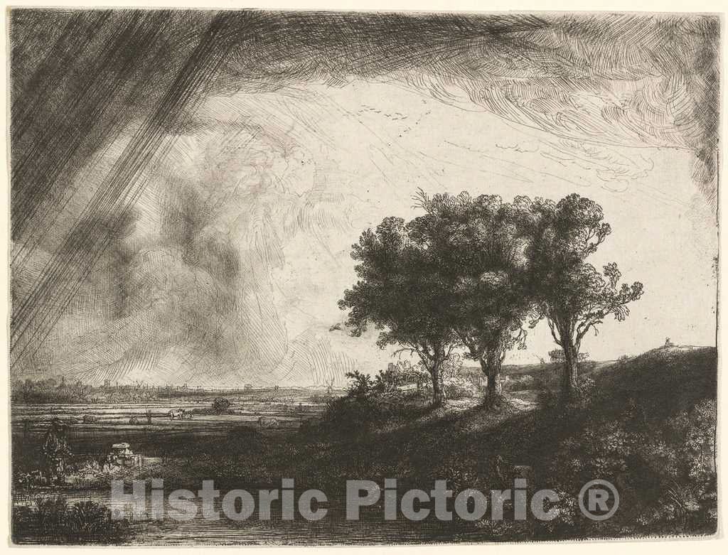 Art Print : Rembrandt, The Three Trees, 1643 - Vintage Wall Art