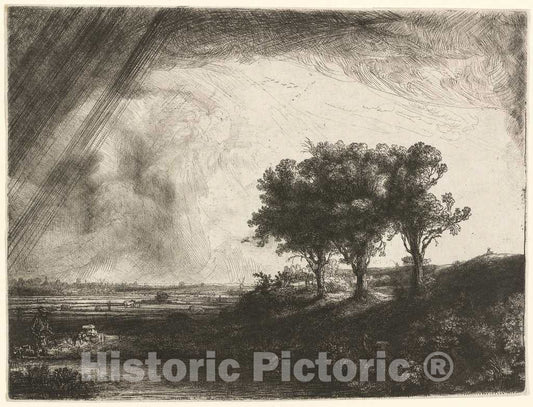 Art Print : Rembrandt, The Three Trees, 1643 - Vintage Wall Art