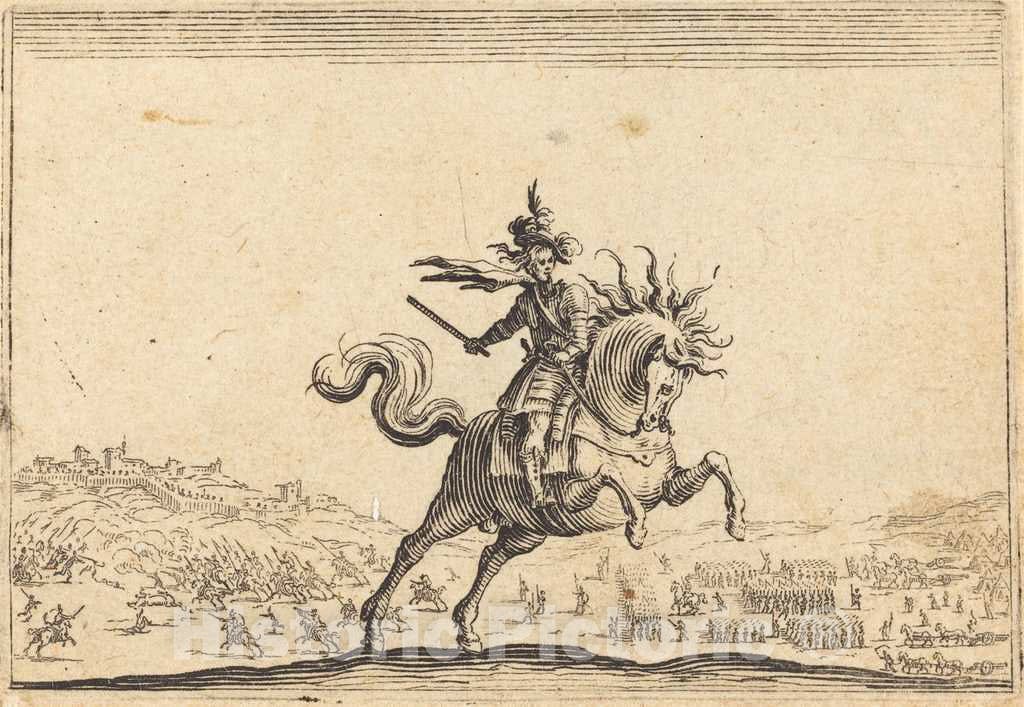 Art Print : Jacques Callot, Military Commander on Horseback, c. 1622 - Vintage Wall Art