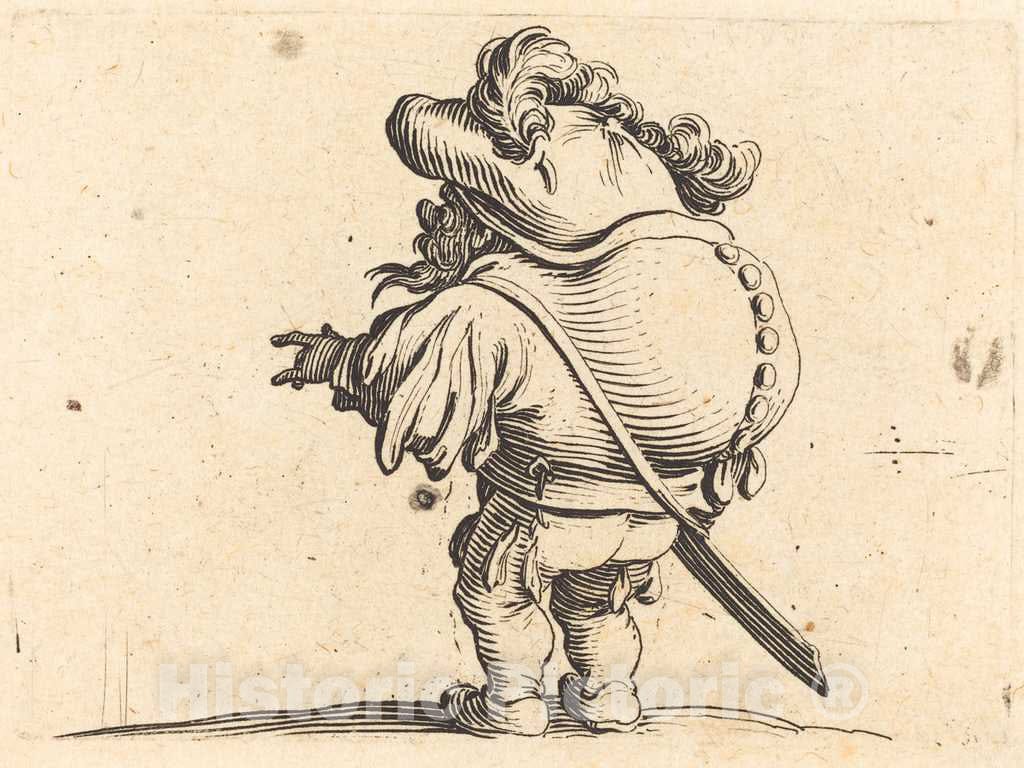 Art Print : Jacques Callot, The Hunchback with The Feathered Cap, c. 1622 - Vintage Wall Art