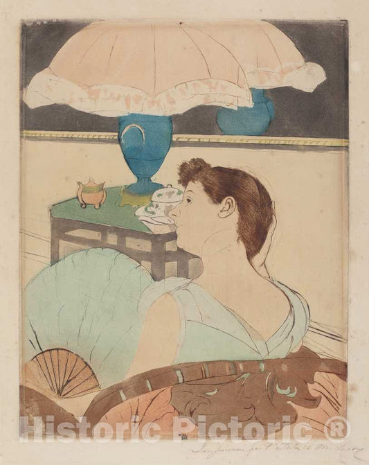 Art Print : Mary Cassatt, The Lamp, 1890-1891 - Vintage Wall Art