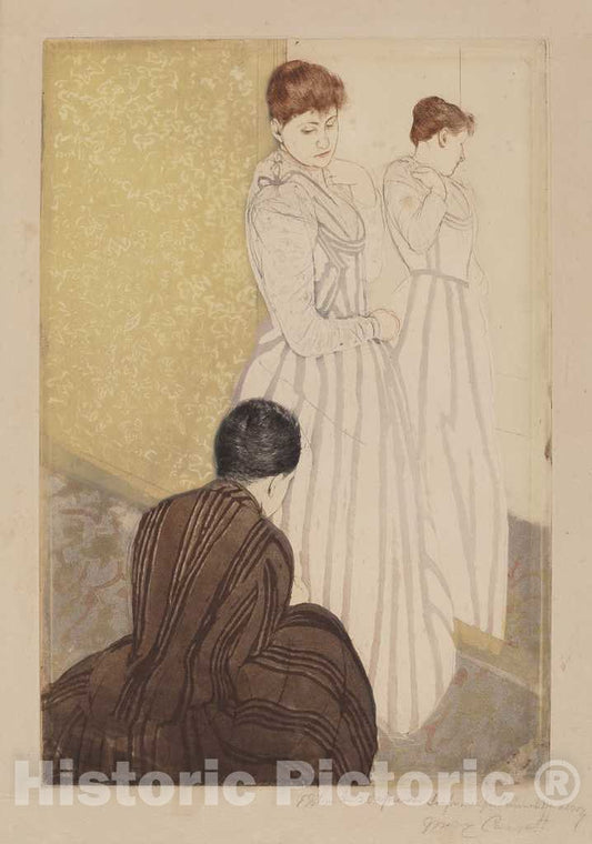 Art Print : Mary Cassatt, The Fitting, 1890-1891 - Vintage Wall Art