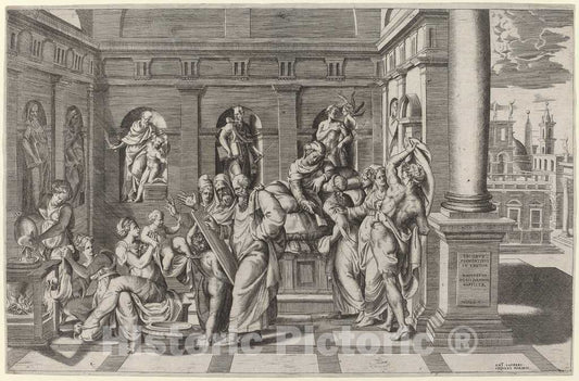 Art Print : Giulio Bonasone, The Birth of Saint John The Baptist - Vintage Wall Art