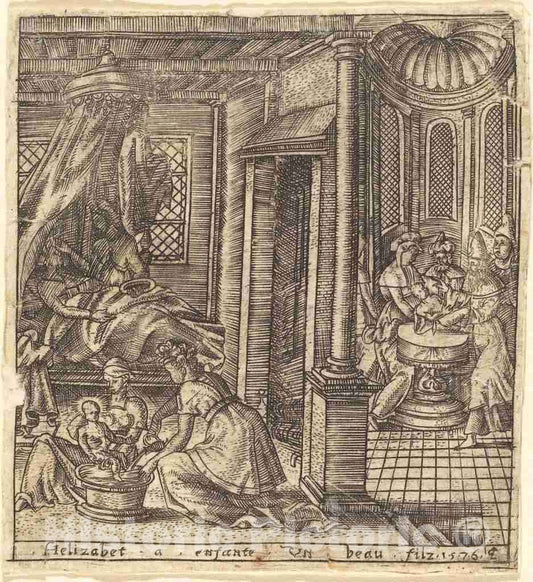 Art Print : LÃ©onard Gaultier, The Birth of John The Baptist, 1576 - Vintage Wall Art