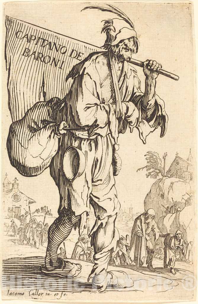Art Print : Jacques Callot, Captain of The Barons, c. 1622 - Vintage Wall Art