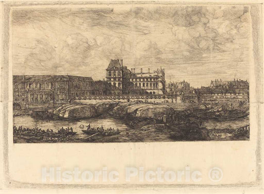 Art Print : Charles Meryon, L'ancien Louvre d'aprÃ¨s une peinture de Zeeman, 1651 (The Old Louvre, from a Painting by Zeeman, l651), 1866 - Vintage Wall Art