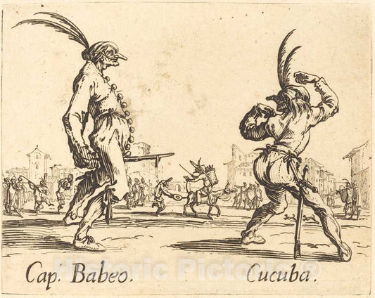 Art Print : Jacques Callot, Cap. Babeo and Cucuba, c. 1622 - Vintage Wall Art
