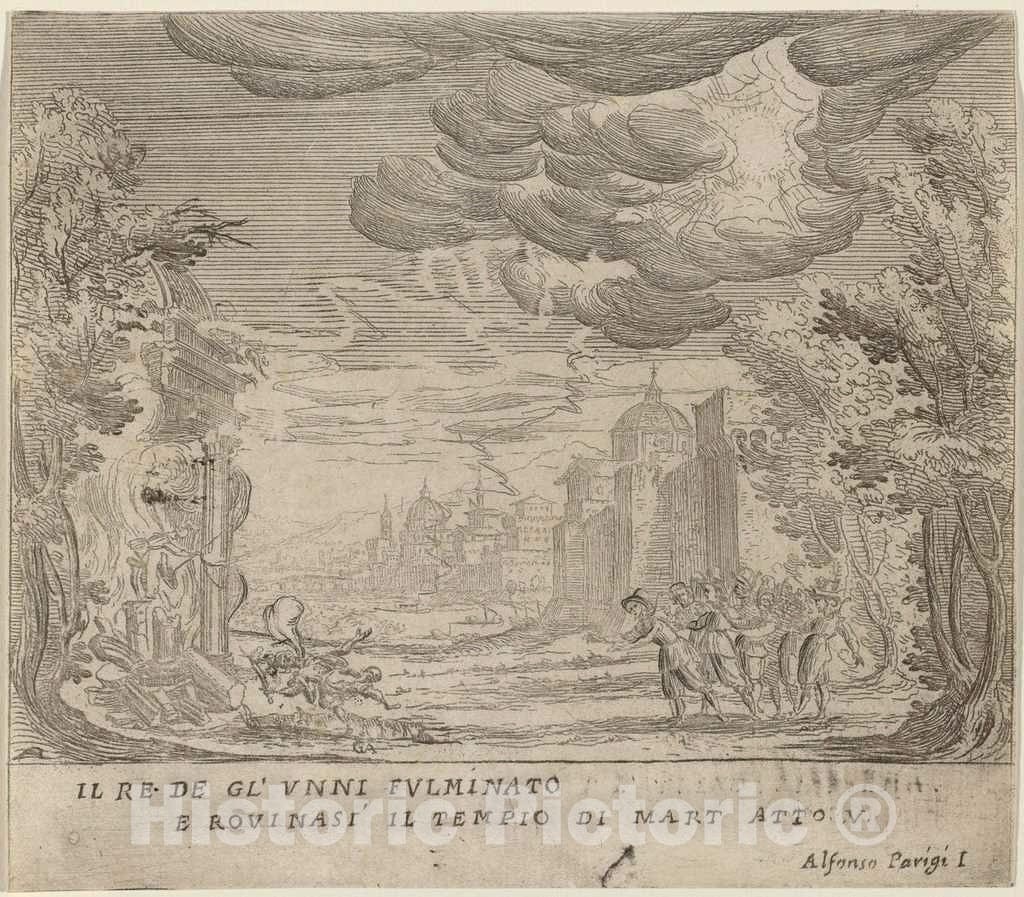 Art Print : Alfonso Parigi II, The Striking of The King of The Huns and The Collapse of The Rule of Mart - Vintage Wall Art