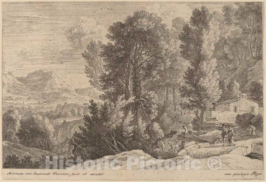 Art Print : Herman Van Swanevelt, Landscape with Laundresses - Vintage Wall Art