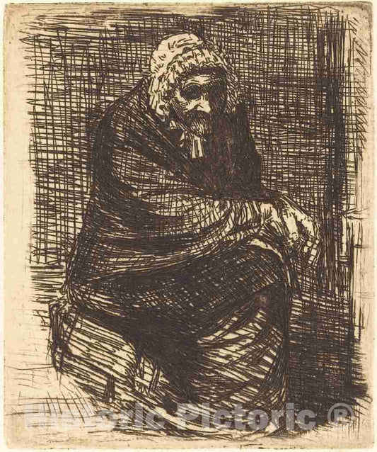 Art Print : Alphonse Legros, Old Woman Seated (La vieille Femme assise) - Vintage Wall Art