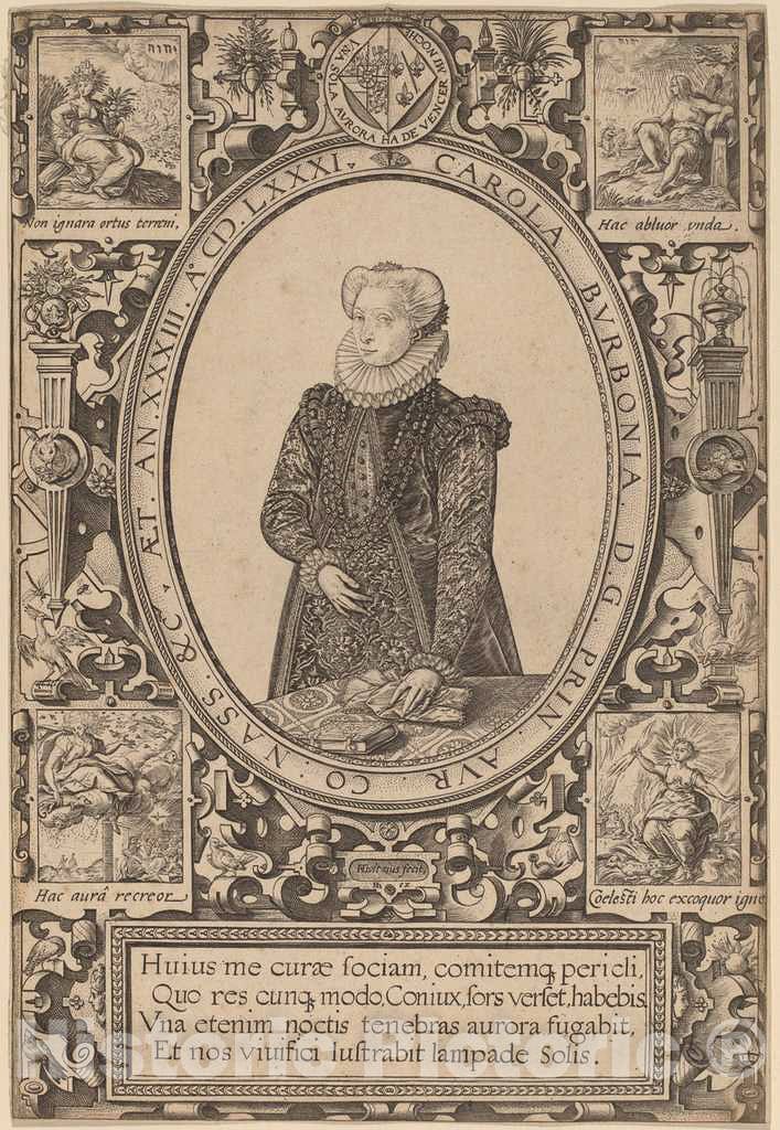 Art Print : Hendrik Goltzius, Charlotte of Bourbon, 1581 - Vintage Wall Art
