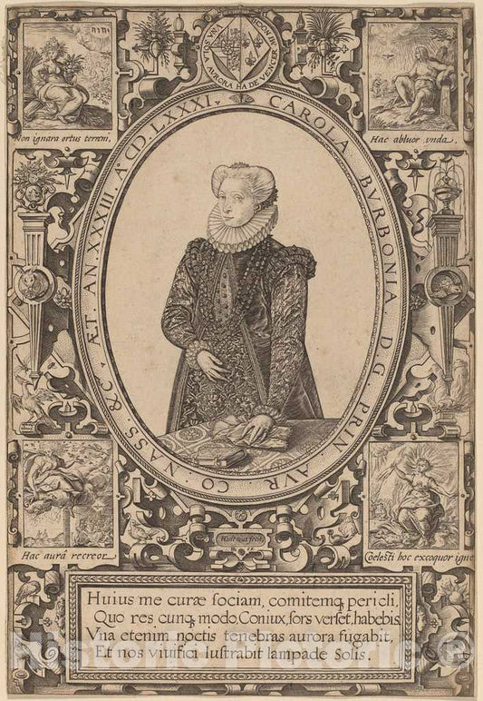 Art Print : Hendrik Goltzius, Charlotte of Bourbon, 1581 - Vintage Wall Art