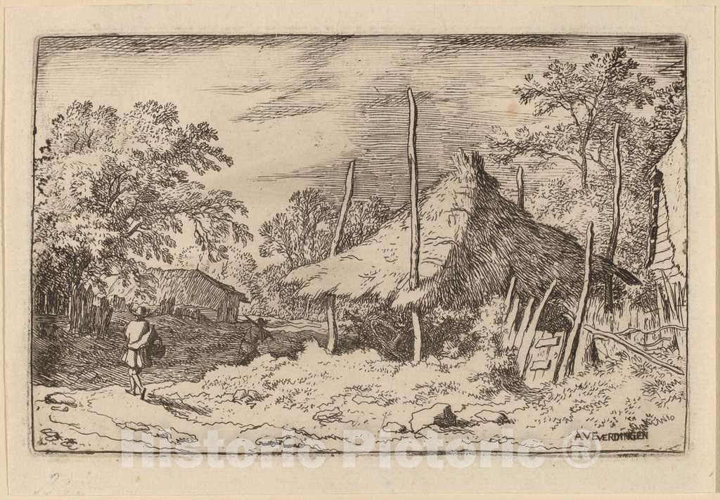 Art Print : Allart Van Everdingen, Wheel Underneath The Hay Barn, c.1651 - Vintage Wall Art