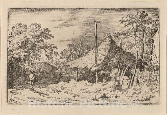 Art Print : Allart Van Everdingen, Wheel Underneath The Hay Barn, c.1651 - Vintage Wall Art