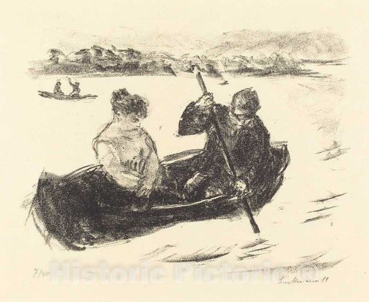 Art Print : Max Liebermann, Canoeing, 1919 - Vintage Wall Art
