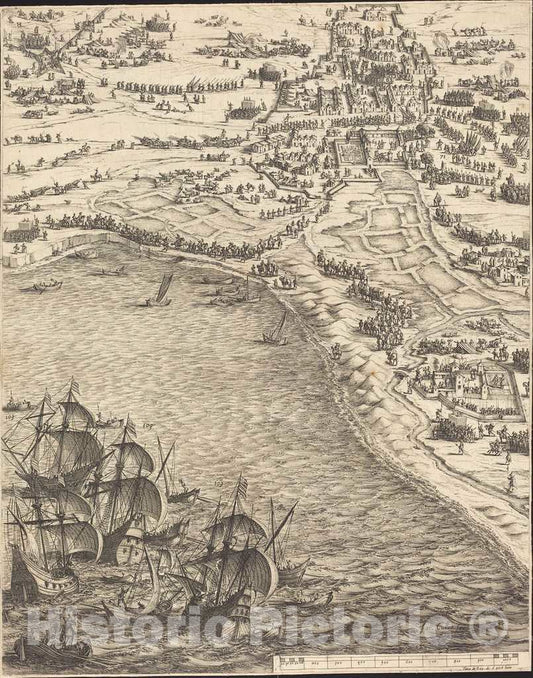 Art Print : Jacques Callot, The Siege of La Rochelle [Plate 12 of 16; Set comprises 1952.8.97-112], c.1630 - Vintage Wall Art