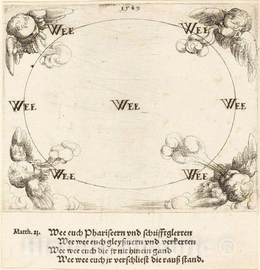 Art Print : Augustin Hirschvogel, Woe is Pronounced on Covetousness, 1549 - Vintage Wall Art